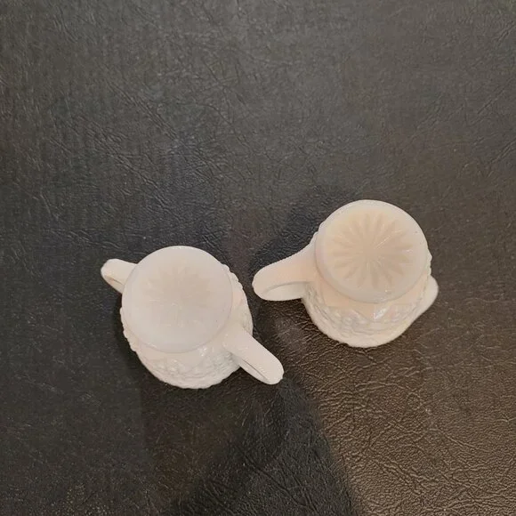 Vintage Milk Glass Cream and Sugar Set Ornate - Picture 4 of 8